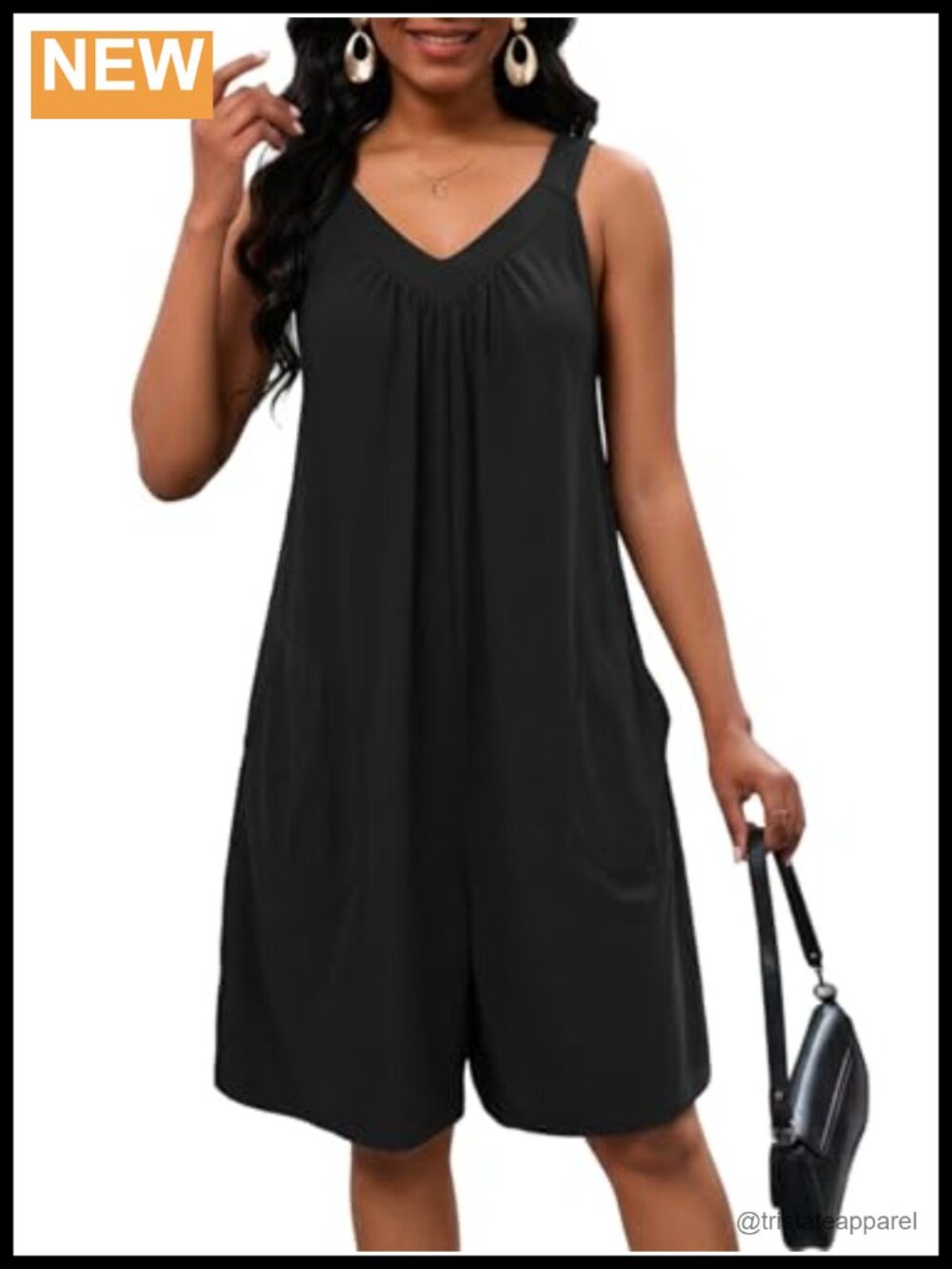 Waffle Knit Sleeveless Romper Tank Top Jumpsuit with Pockets Casual